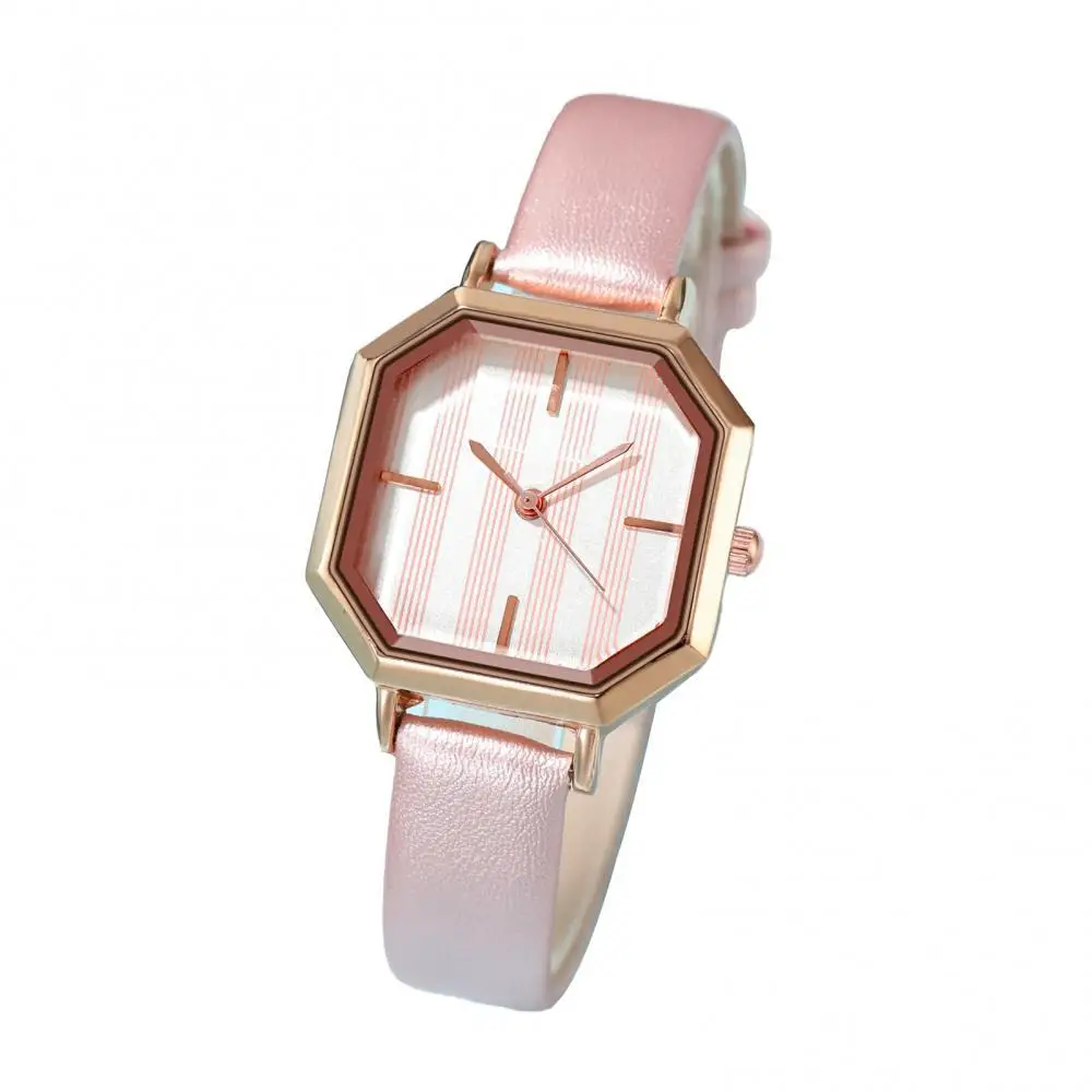 

2021 New Women Watch Fashion Simple Quartz Watch Octagon Dial Faux Leather Band Bracelet Quartz Wristwatch Jewelry Accessory