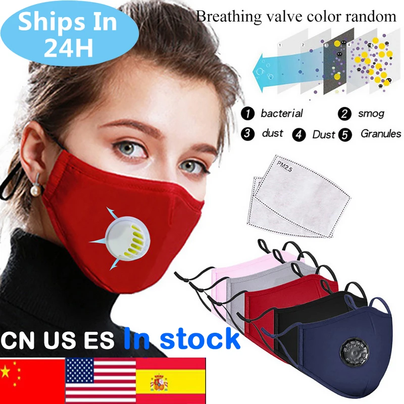 

Washable Dustproof PM2.5 Mask Anti-fog Mask Filter Reusable Mask With Breathing Valve Activated Filter Respirator Mouth-muffle