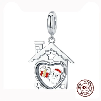 

MOWIMO 925 Sterling Silver Santa Claus House Charms Beads Fit Original Bracelet Necklace Christmas Gift Party Jewelry BKC1357