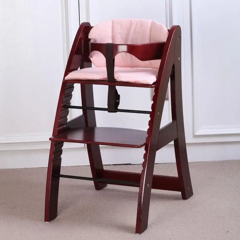 Baby dining chair wooden environmental multifunctional adjustable child seat - Цвет: pink 4