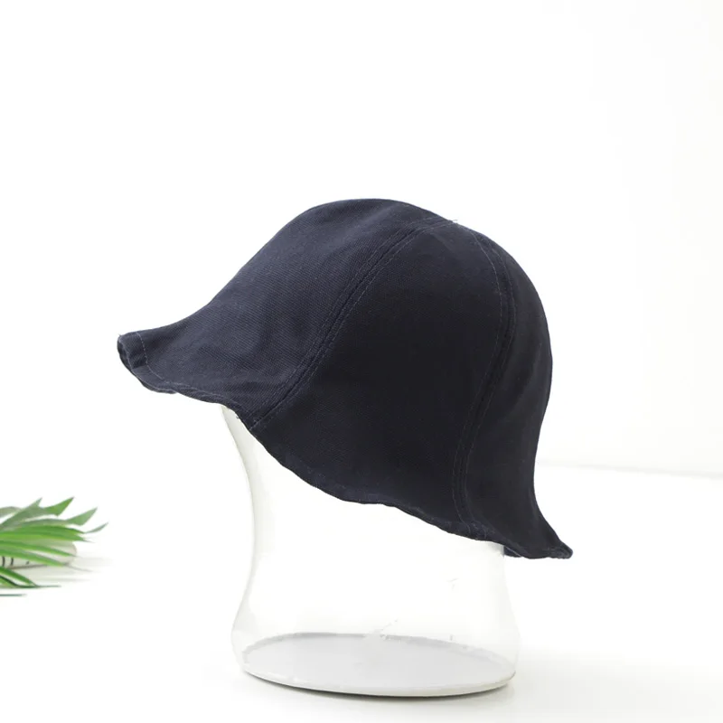 Free shipping High Quality Bucket Hats Women Foldable Cotton Curving Brim Fishing Outdoor Sun Caps Hunting Visor Floppy Chapeau - Цвет: Синий