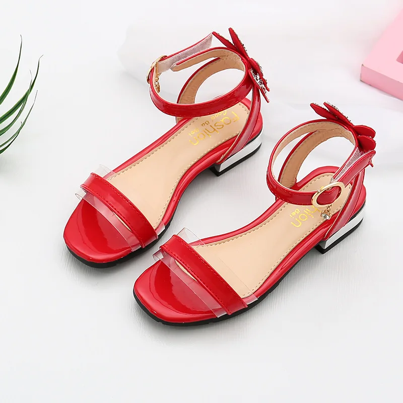 

Rhinestone Kids Sandals Princess Girls Fashion Sandals For wedding and party Big Girl Summer's Shoes 4T 5T 6T-16T Pink Black Red
