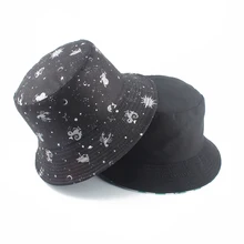 

Constellation Galaxy Stars Print Panama Hat Cap Reversible Bucket Hat Summer Sun Hats For Women Men Gorro