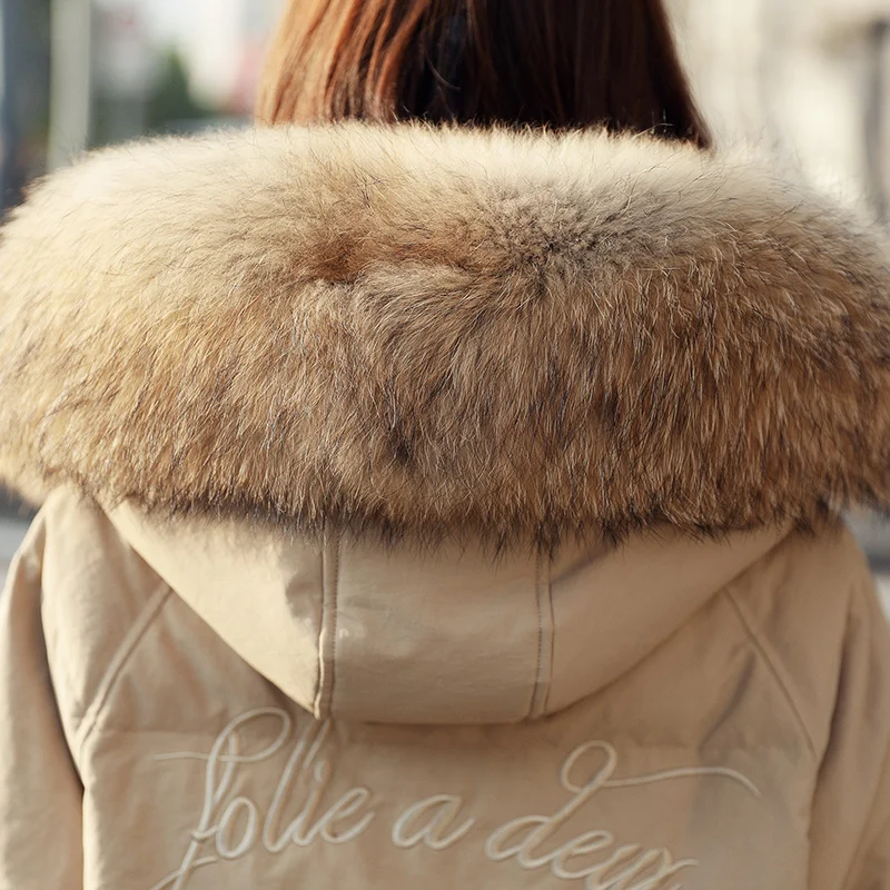 Winter fashion brand good quality longer real duck down coat female real fur collar hooded warm coat down wq701 dropship