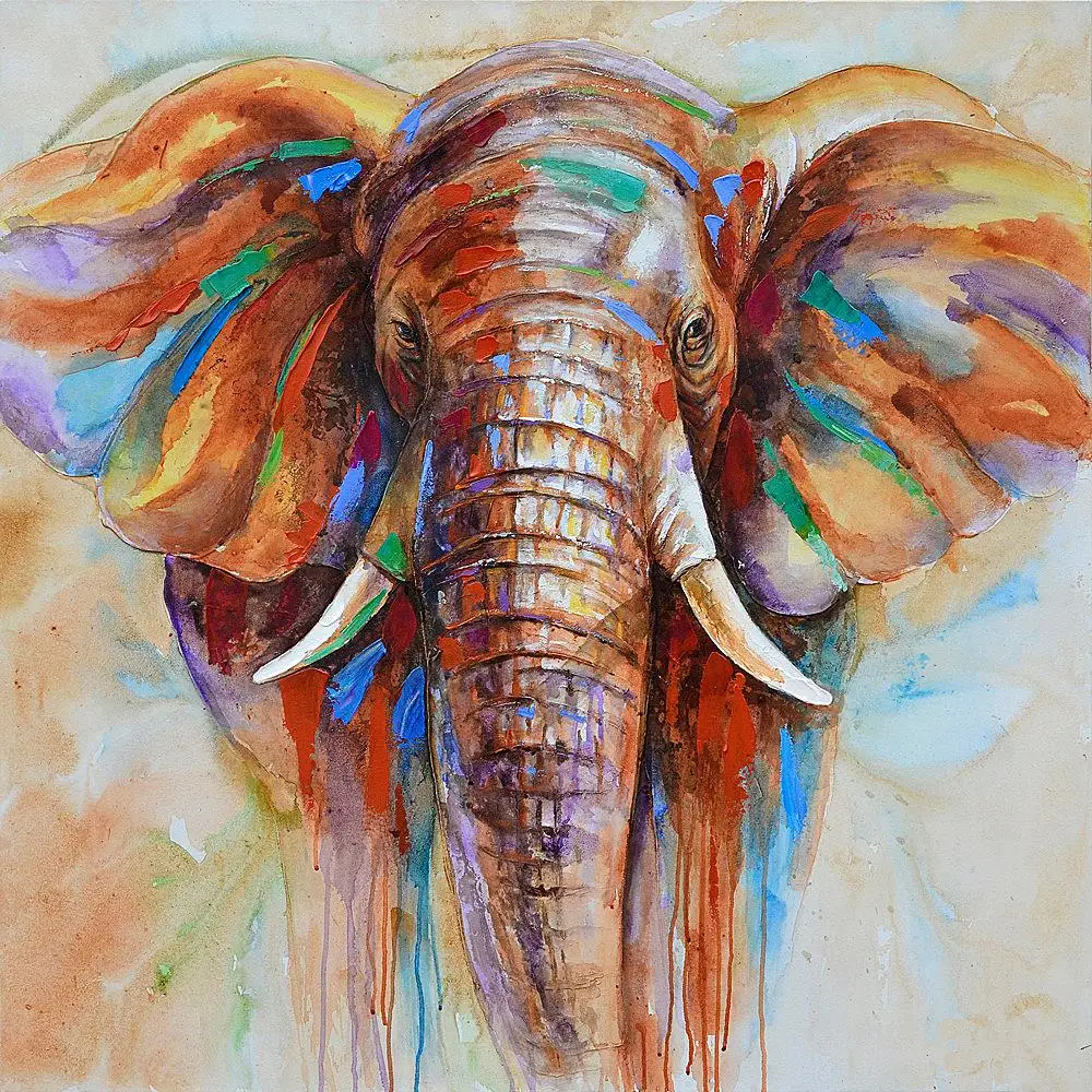 

TOOARTS 60 * 60cm Canvas Painting HD Printed Frameless Elephant Head Wall Art Pictures Decor for Home Living Room Bedroom Decor