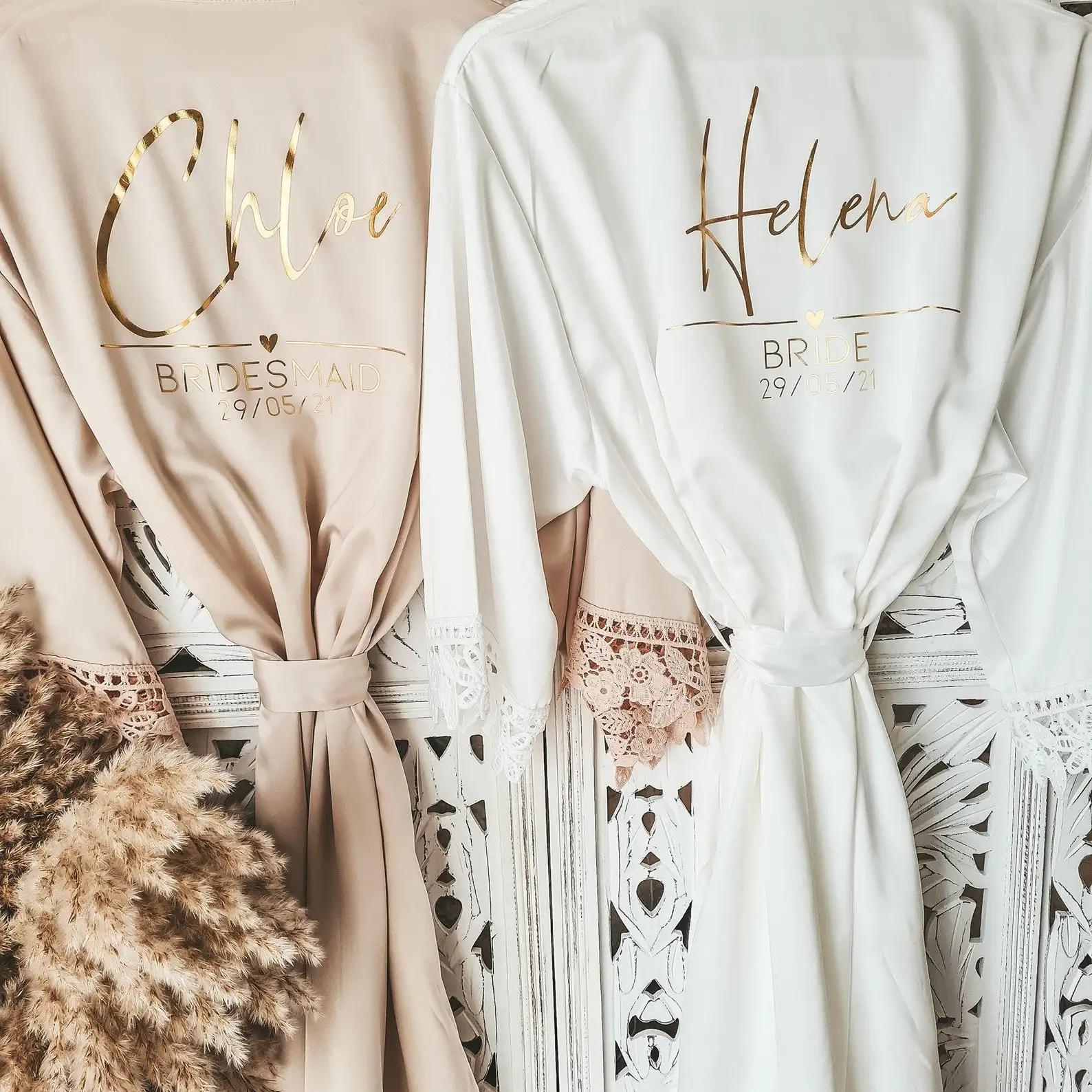 Personalized Bridesmaids Robes Wedding Robes Bridal Party Robes Custom Silk  Robes Lace Bridal Robes Bachelorette Robe with Name - AliExpress