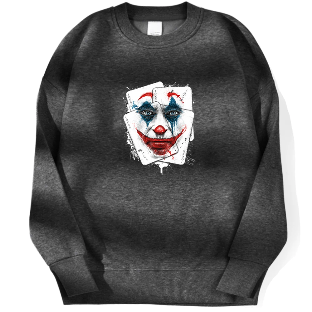 

Joker Face Playing Cards Sweatshirts Pattern Print Mens Sweatshirt Oversize Hip Hop Men's Hooded Casual Retro Male Clothing