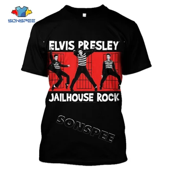 

SONSPEE Summer Homme Pullover Shirts 3d Printed Elvis Presley The King t shirt Streetwear Hip hop Funny Men Short sleeve Tee Top