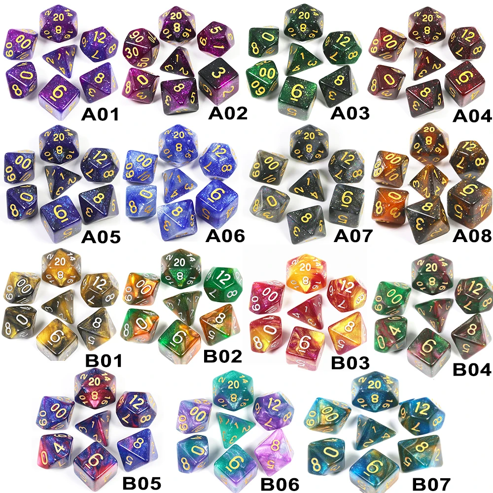 Creative Universe Galaxy Theme Dice Set Delicate Dice TRPG DND Board Game D4 D6 D8 D10 D12 D20 7Pcs