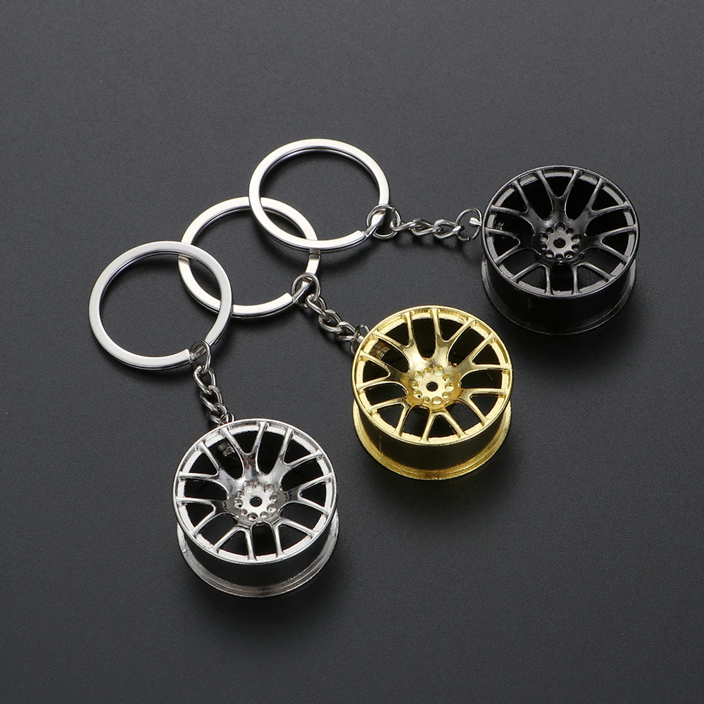 

Metal Car Wheel Rim Key Chain Hub Keyring 3D Luxury Creative Key Chain Auto Aaccessories for Man Women