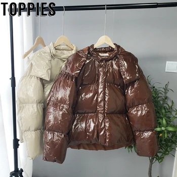 

2019 Winter Bubble Puffer Jacket Women Harajuku Hooded Jacket Single Breasted Coat Parkas Korean Clothes Women