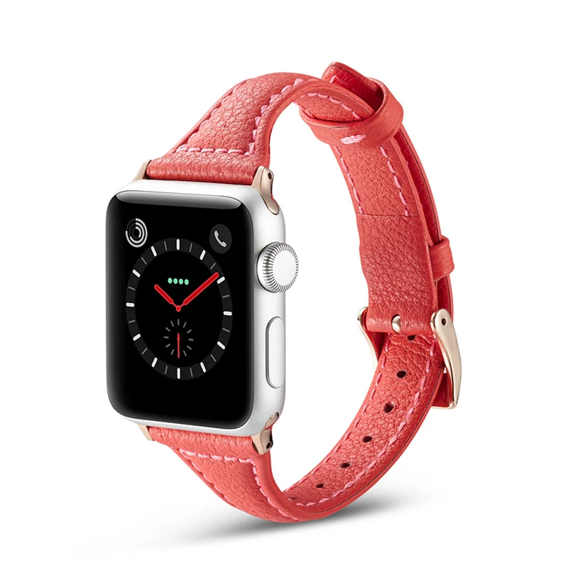 Тонкий кожаный ремешок для apple watch band 44 мм 40 42 38 браслет iwatch 6/5/4/3/2/1|Ремешки часов| |