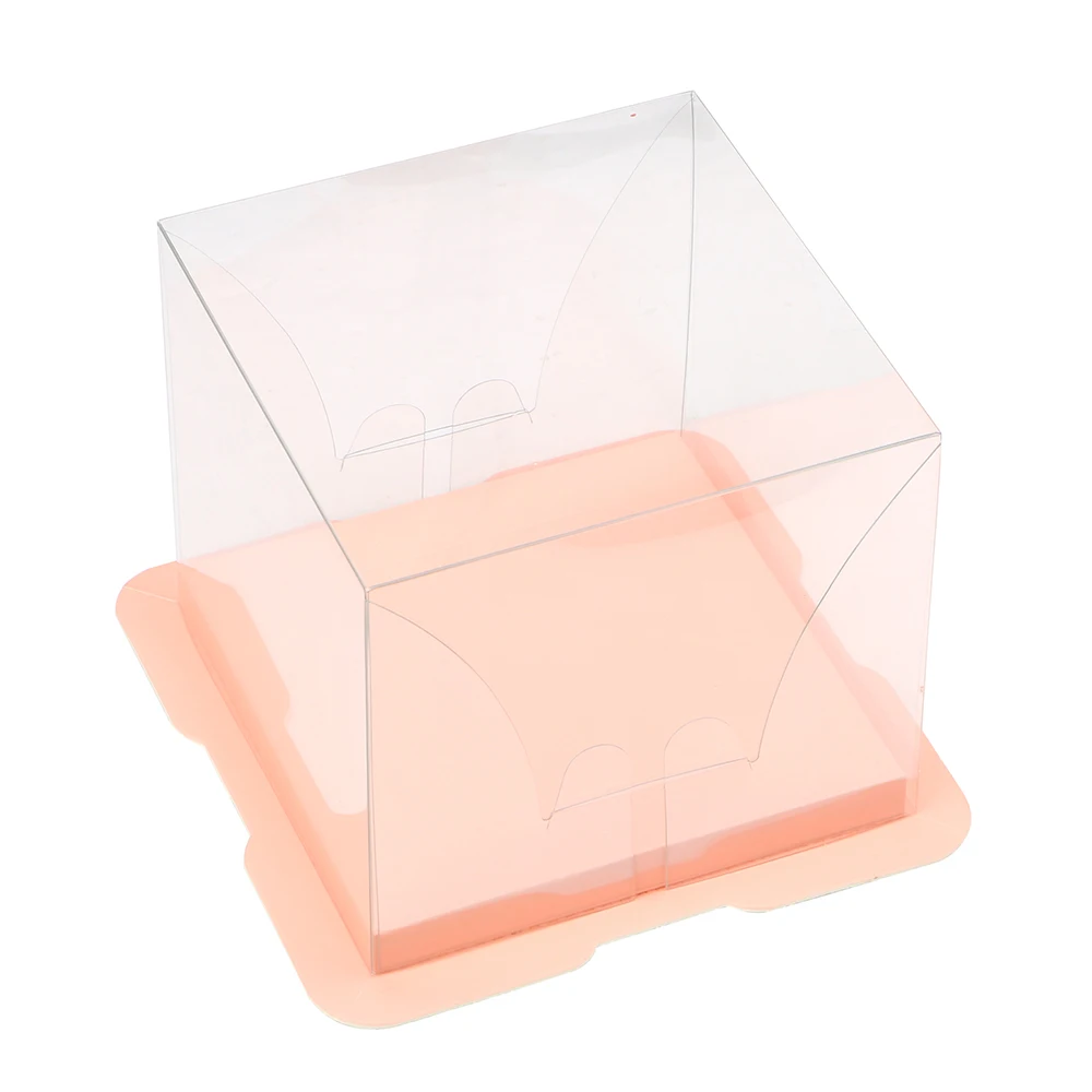 Розовый HOOMIN PET Candy Cake Box пищевая упаковка подарочная коробка с нижним кронштейном прозрачная коробка для кексов Свадебная вечеринка украшение торта - Цвет: Розовый