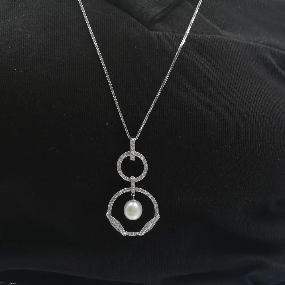 925 sterling silver fine si,ver jewelry sweater necklace with high luster real pearl2 - 副本