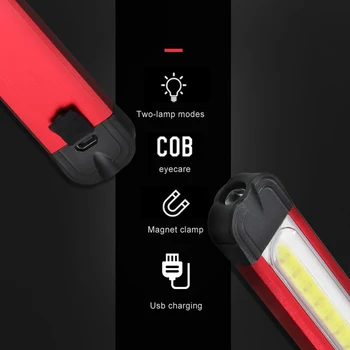 

KINGSHAN COB LED Mini Pen Light Magnet USB Rechargeable Work Torch Flashlight Lamp Dropshipping Accessories Christmas decoration