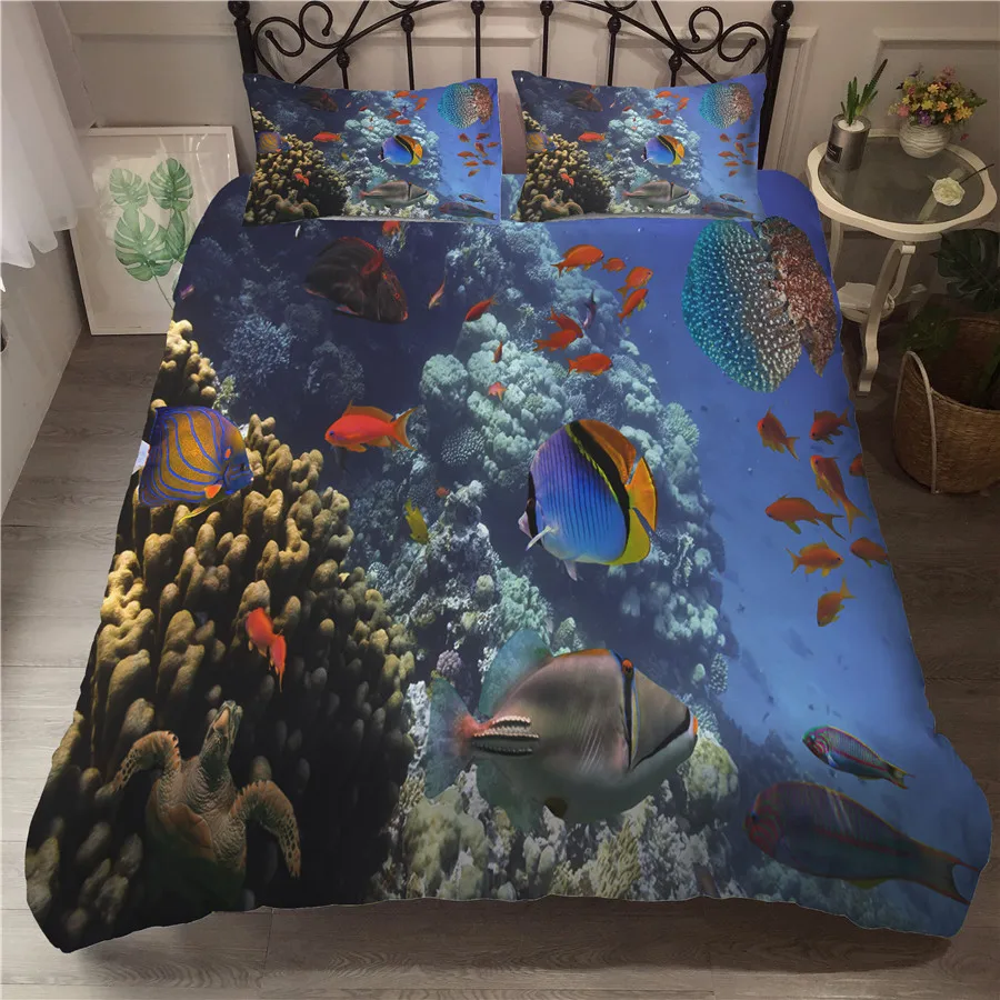 

A Bedding Set 3D Printed Duvet Cover Bed Set Underwater World Home Textiles for Adults Bedclothes with Pillowcase #HDSJ01