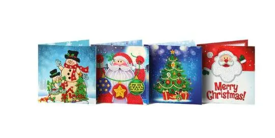 5D DIY бриллиантовый рисунок Рождество открытка Алмазная вышивка Санта поздравительная открытка Алмазная мозаика Рождественский подарок LD563 - Цвет: 4pcs 30X15CM