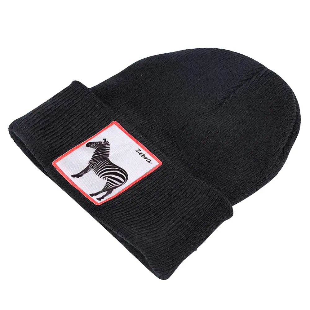 Wo мужская шапка s, короткая зимняя шапка, мужская вязаная шапка Skullies, с манжетами, без полей, Зебра, тонкая, теплая, хеджирующая шапка, детские черные шапочки, шапки