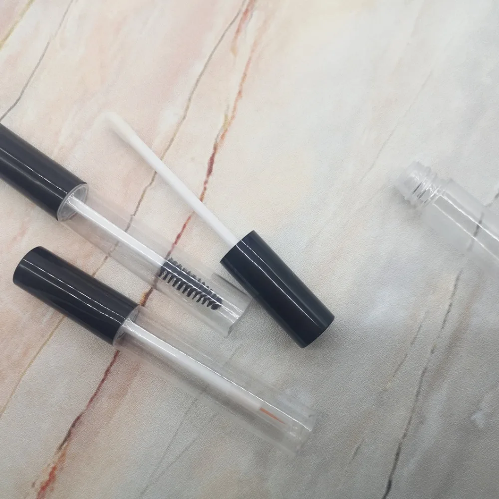Vazios dos Tubos do Brilho do Bordo da Garrafa do Delineador do Tubo do Rímel dos Pces 10ml com Escovas das Varinhas e Inserções de Borracha Recipientes Tubo Rímel dos Pces Funis 100 do 9 Garrafas reutilizáveis