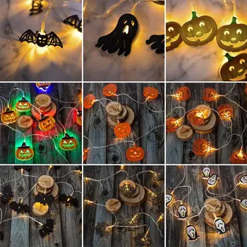 

Outdoor Halloween Decorations Lights 10 LED Pumpkin Spider Bat Skull String Light Battery Operated for Indoor Halloween Party