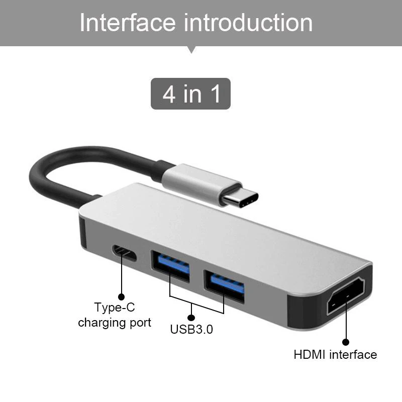Basix type C концентратор USB-C-HDMI 4K концентратор USB 3,0 адаптер PD зарядный порт для MacBook Pro samsung Galaxy S8 huawei P20 Usb C концентратор