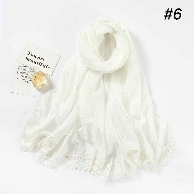Hot Sale Muslim Stripes Drape Stitching Viscose Hijab Gorgeous Breathble Soft Women Long Scarf Drop Shipping - Цвет: 6