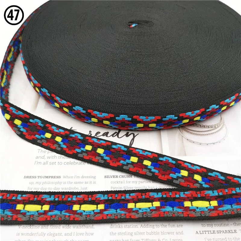 5 Yards 0.78 Inch 20MM Hundreds Styles Geometric Woven Jacquard Embroidered Ribbons DIY Apparel Wrapping Trim Sewing Accessories