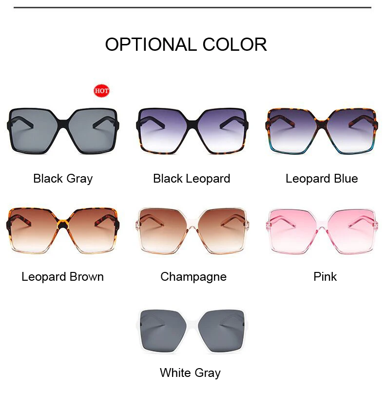 Black Square Oversized Sunglasses Women Big Frame Colorful Sun Glasses Female Mirror Oculos Unisex Gradient Hip Hop Shades white sunglasses women