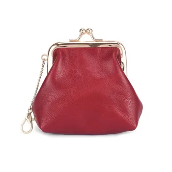 

Vintage Solid full-grain leather women Coin Bag European Ladies Soft Oil Wax Leather Purse Money Mini Clutches Hobo Bags