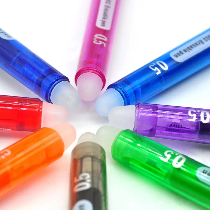 8Pcs/Set Erasable Gel Pen 0.7mm 0.5mm Bullet Tip Blue Black Red Ink Refill Rods 8 Color Writing Drawing Painting Washable Handle