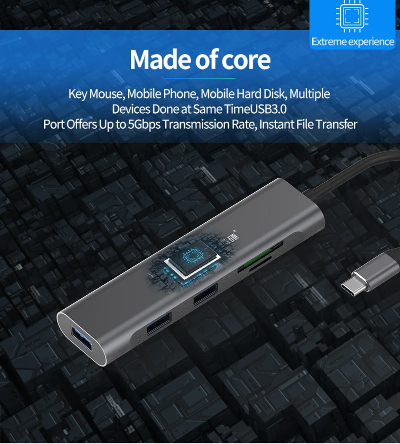 5 в 1 type C USB 3. 1 док-станция конвертер 3 USB порт адаптер Micro SD TF кардридер для iMac ПК iPad Pro Android