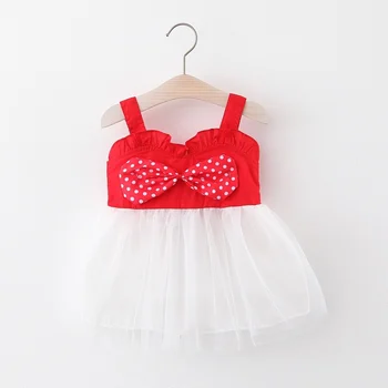 

Summer Baby Girls Dress Cotton Sleeveless Red Dot Bownot Baby Girl Clothes Princess Dress Birthday Dress Infant Clothes