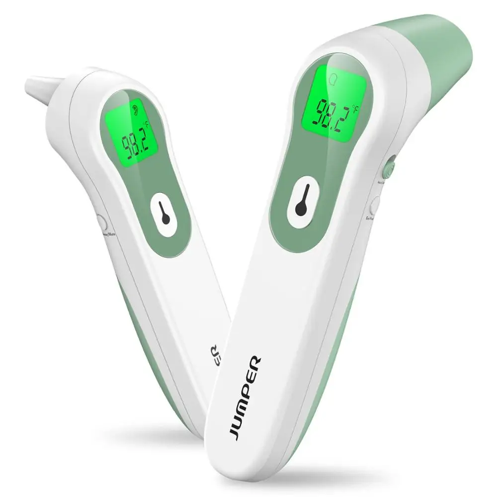 With battery Green Цифровой инфракрасный термометр для лба и ушей, Детский термометр для взрослых, бесконтактный термометр для лба - Цвет: With battery Green
