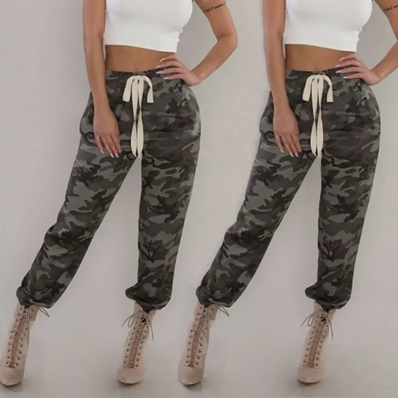 Женские камуфляжные брюки повседневные Хип-хоп военный армейский боевой камуфляж брюки бегущие свободные стрейч спортивные длинные брюки винтажные Stlye