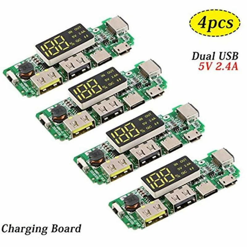 4 шт. 186 50 зарядная плата с двумя разъемами USB, 5 В, 2.4A мобильный Мощность банка модуль 58238471071