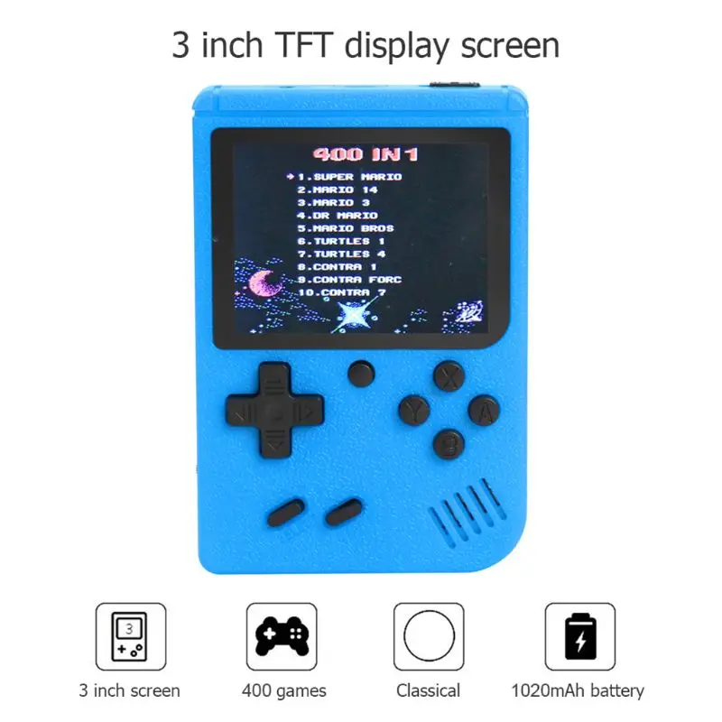 3 дюймов Портативный портативных игровых консолей Retro FC игровой консоли 400 игры Встроенный 8-битный игровой плеер
