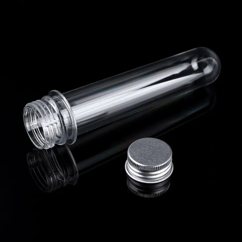 Tubos de ensayo de plástico transparente, 10 Uds., contenedores de almacenamiento de dulces con tapas de rosca para laboratorio escolar, 40ml