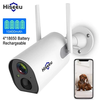 

Hiseeu Wireless Outdoor Security IP Camera Battery Powered Rechargeable 1080P HD Enhanced WiFi Camera IP65 Waterproof PIR Alarm