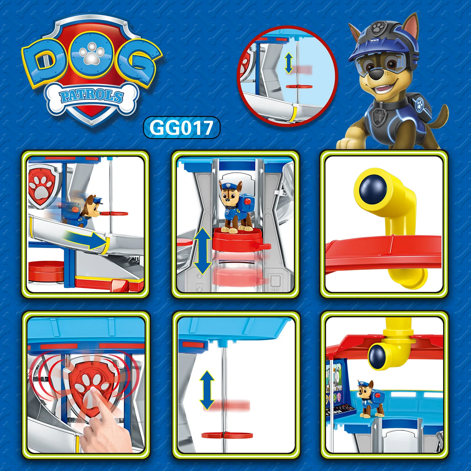 

Wang Team University Work Headquarters Collection Dog Patrol Dog Watchtower Lookout Camera Track Wreckers Toy Base