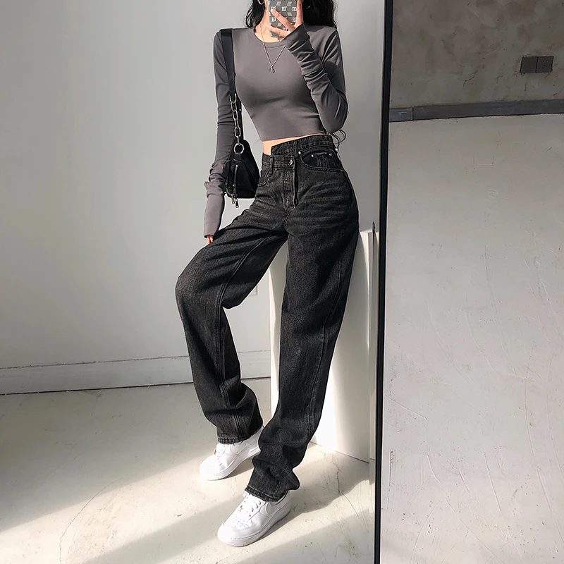 Лето Осень 2020 новые нестандартные джинсы в стиле ретро для женщин узкие прямые