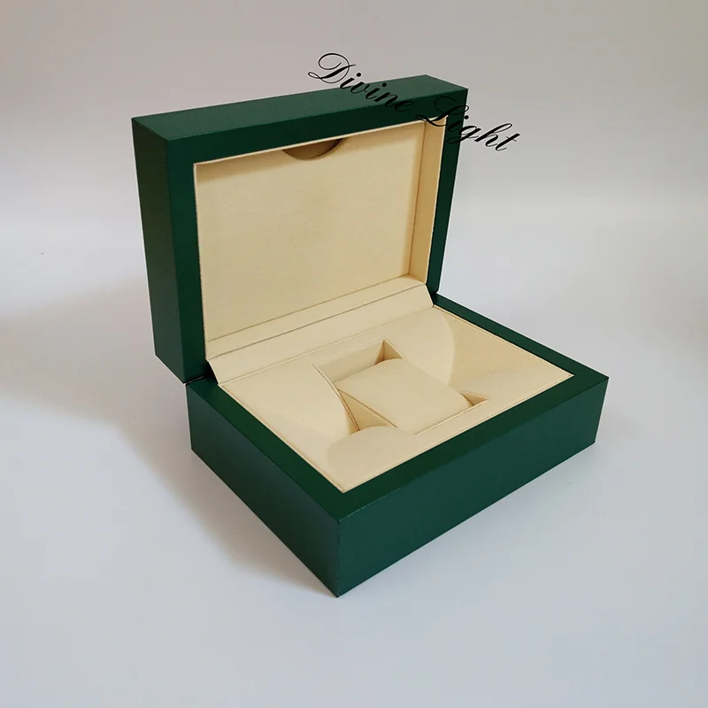 

Free shipping watch Mens For Watch Box Inner Outer Womans Watches Boxes Men Wristwatch Green box booklet card
