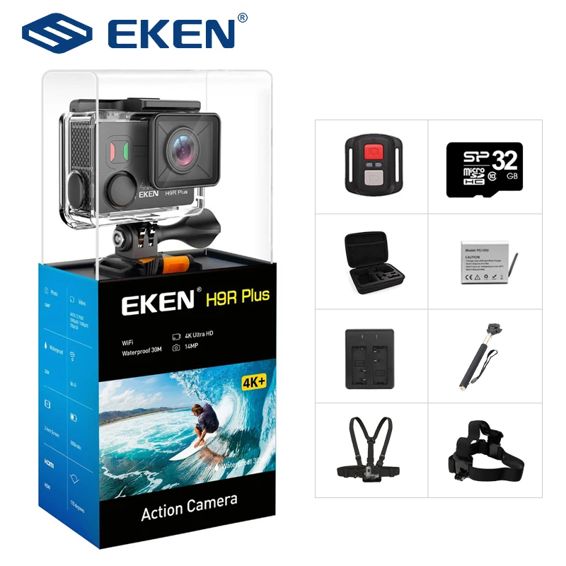 Eken H9R Plus Экшн камера Ultra HD 4K A12 4 k/30fps 1080 p/60fps для Panasonic 34112 14MP go Водонепроницаемая wifi