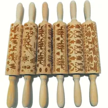 35*4,5 см Рождественская Скалка, Скалка, Деревянная Рождественская Скалка с тиснением, палочка для теста, новогоднее Рождественское украшение