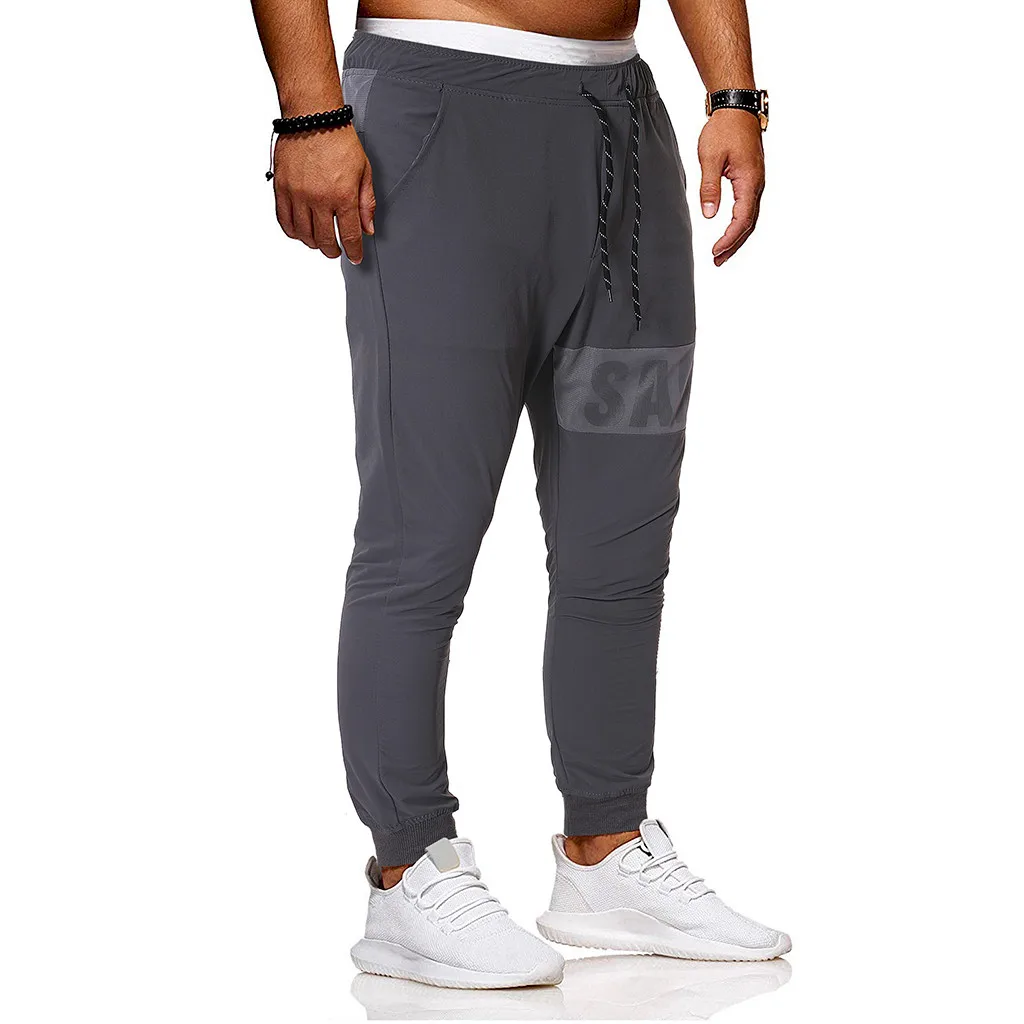 Мужской спортивный костюм Slim Fit Повседневный Спортивный Пот прямые брюки, брюки летние модные широкие брюки мужские трико зима A60