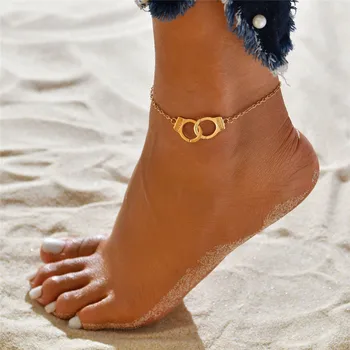 

LETAPI New Fashion Love Handcuffs Beach Anklets For Women Trendy Foot Jewelry Freedom Letters Leg Bracelet Gift For Woman