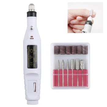 

Pen Shape Professional Electric Pen Pedicure File Polish Manicure Machine Nail Drill Art Tool Bit Acrylic Feet Care - White (Eur