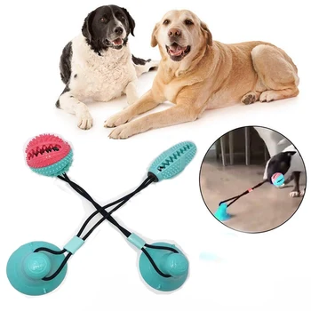 

Pet Rubber Chew Molar Toy With Leak Food Function Suction Cup Dog Toy For Teeth Cleaning