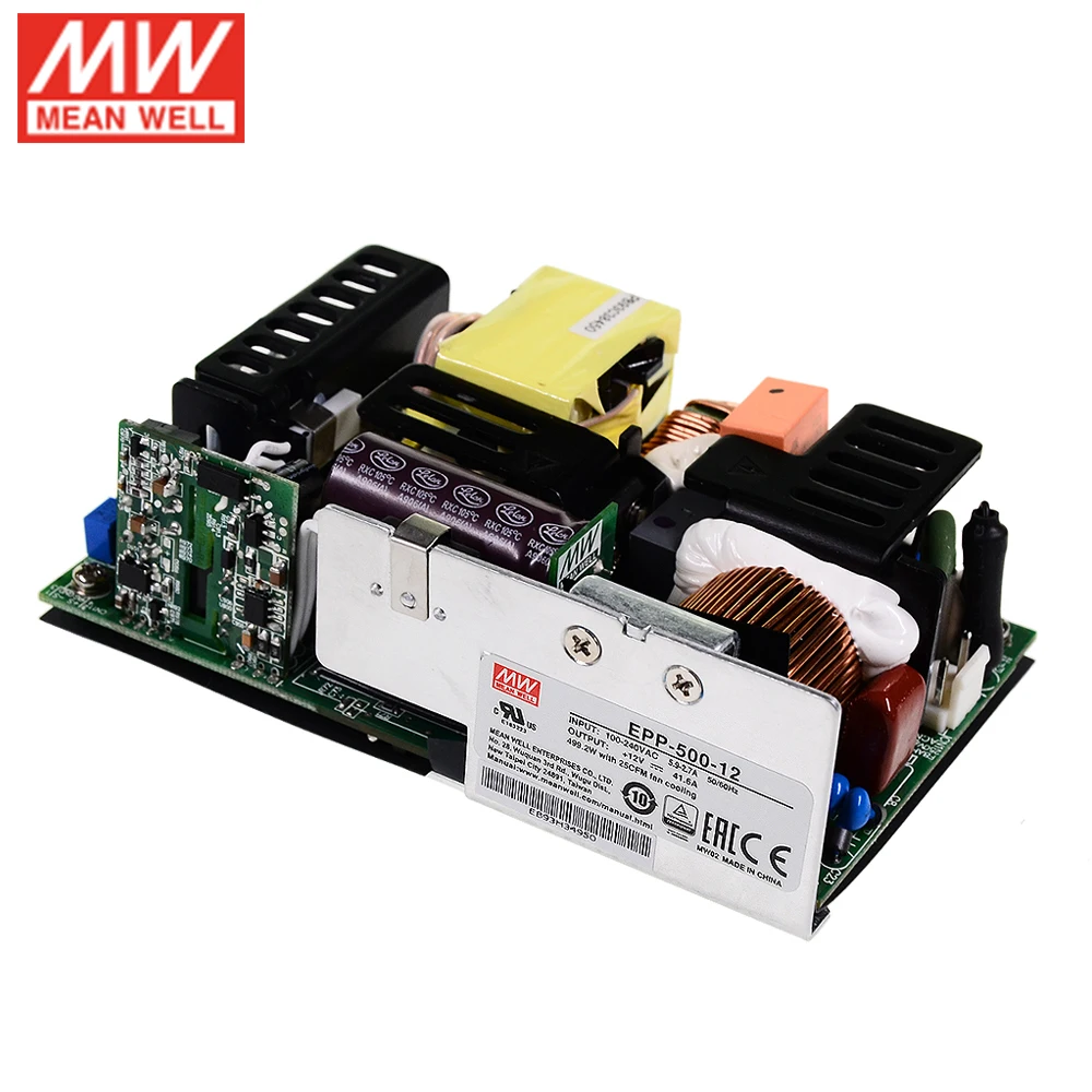 MEAN WELL EPP-500-12 500 Вт 12 В высокая эффективность миниатюрный " x 2" промышленный открытый каркас блок питания PCB тип блок питания PSU