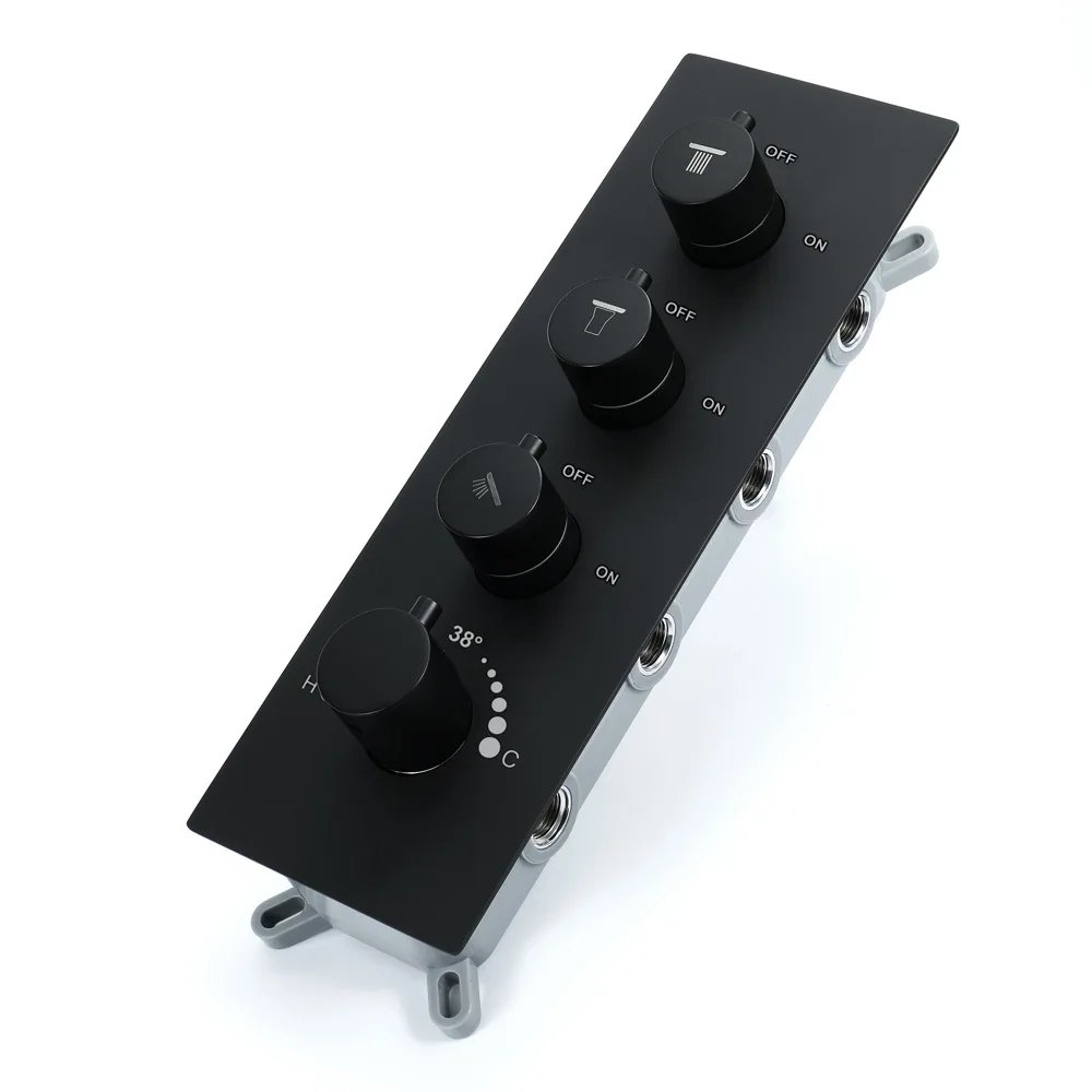 

3 Feature Mixing Valve Switch Copper Shower Control Black And White with Pattern Concealed Embedded Constant Temperature Body HI