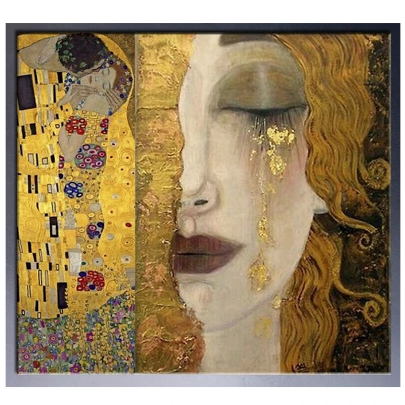 グスタフクリムトによるキスと黄金の涙抽象芸術絵画キャンバス上の有名な油絵手作りの家の装飾 Abstract Wall Art Wall Artgolden Tears Aliexpress グスタフクリムトによるキスと黄金の涙抽象芸術絵画キャンバス上の有名な油絵手作りの家の装飾 Abstract Wall Art Wall Artgolden Tears Aliexpress